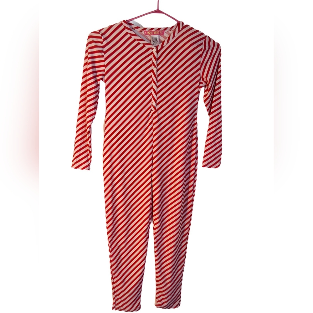 Red and White Striped Kids One Piece- No Feet Model